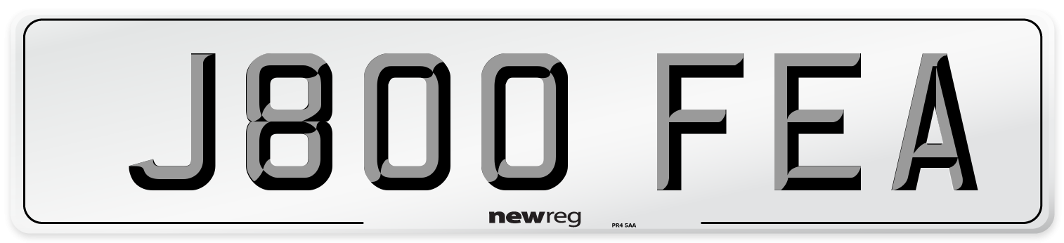 J800 FEA Number Plate from New Reg